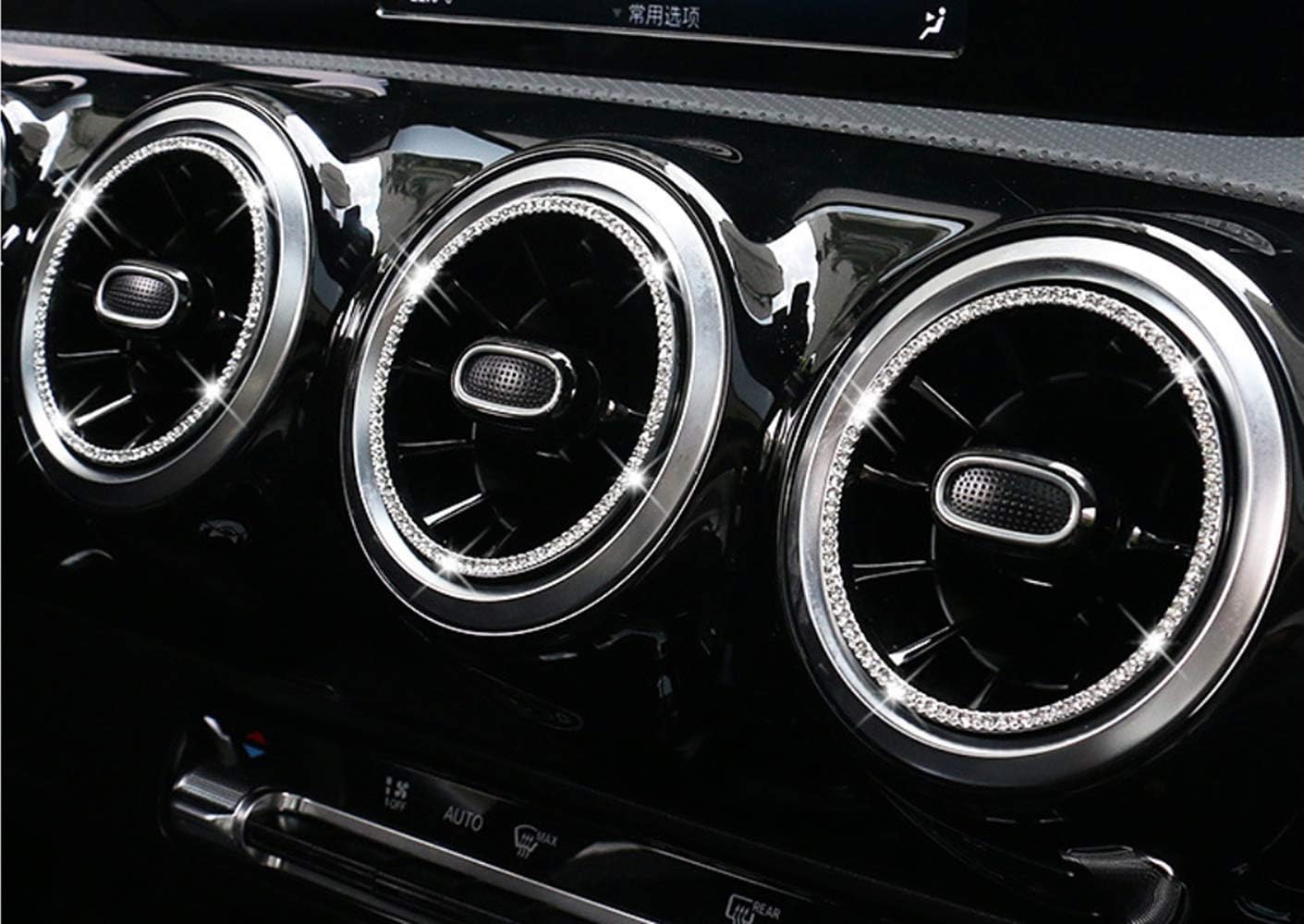 Bling Interior Accessories Fit for Mercedes Benz 2020-2023 B Class GLB Knob Button Internal Decoration 3D Rhinestones Decal Cover Applique Ring (Inner Ring of air Outlet 7 pc/Set)