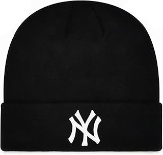 Officially Licensed New York Black/White Baseball Cuffed Knit Beanie Hat Classic Edition NY Home Team Logo Embroidered Winter Sports Cap