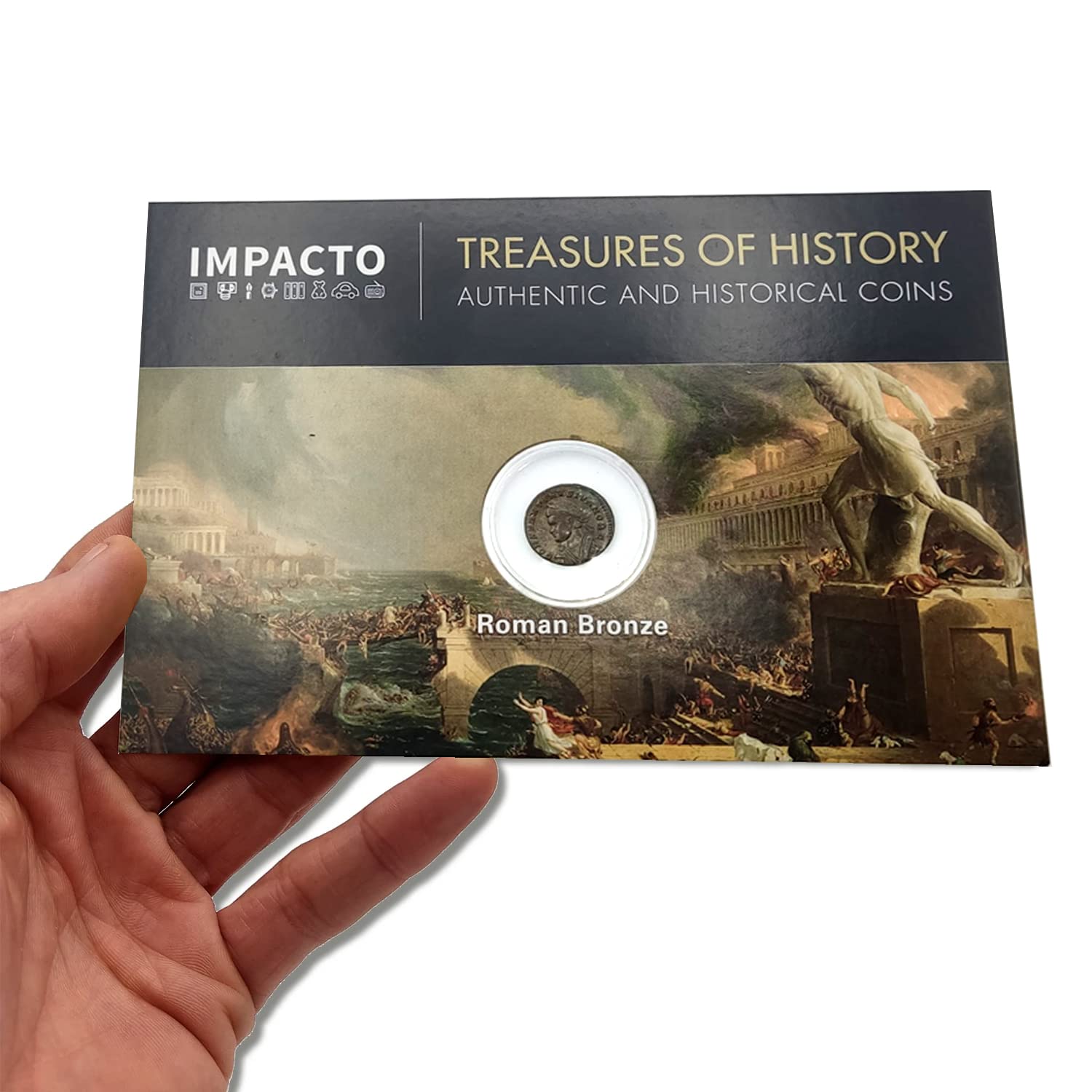 IMPACTO COLECCIONABLES | Moneda Auténtica del Bajo Imperio Romano | Testigo de la Edad del Bronce en la Antigua Roma | Incluye Certificado de Autenticidad