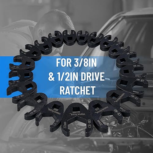 Miniatura 4 de 19 herramientas métricas de 8 a 1.260 in de tamaños, juego de llaves de tuerca gigante, juego de llaves de tuerca para trinquete de 3/8 pulgadas y