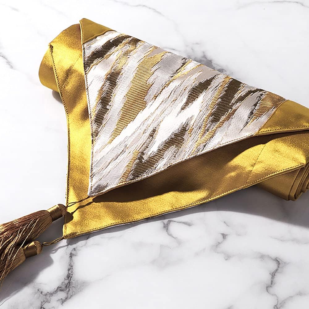 Multi-size jacquard luxury golden table runner, 45 x 230 cm inches, suitable for party holidays, birthdays, weddings, baby shower decorations, and also suitable for dining(Size:40230CM,Color:yellow)