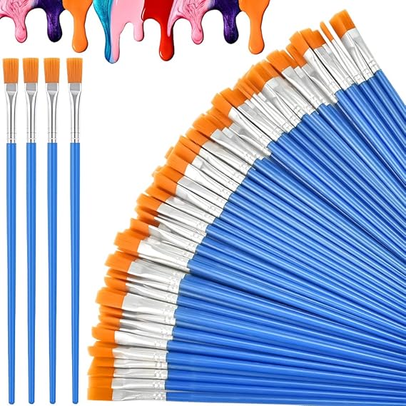 SIYINGSAERY Small Paint Brushes Bulk, 60PCS Wide Flat Paint Brushes Paint Brush Set Nylon Paint