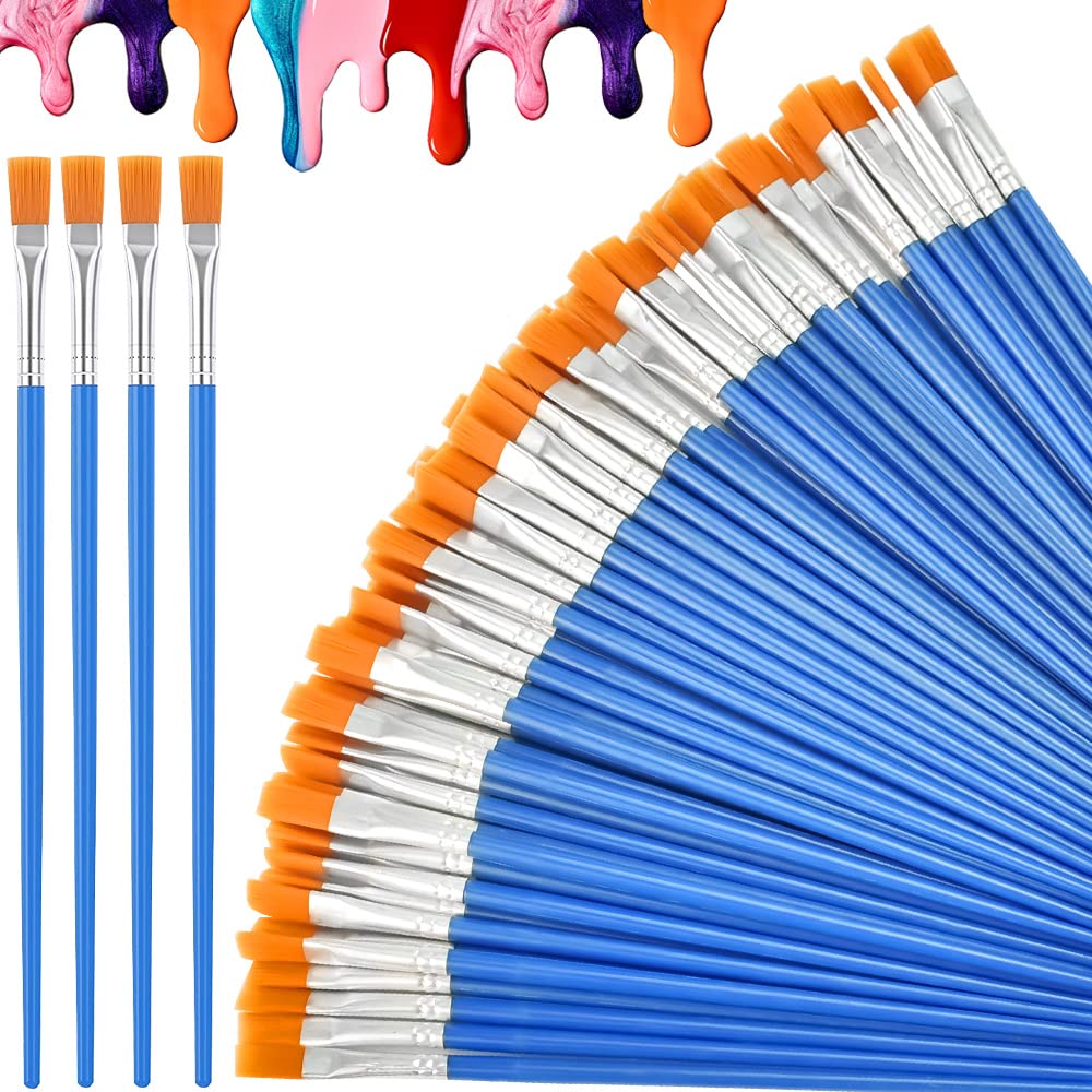 42 Pcs Petits Pinceaux Peinture, 13cm Set De Pinceaux Plats, Pinceau