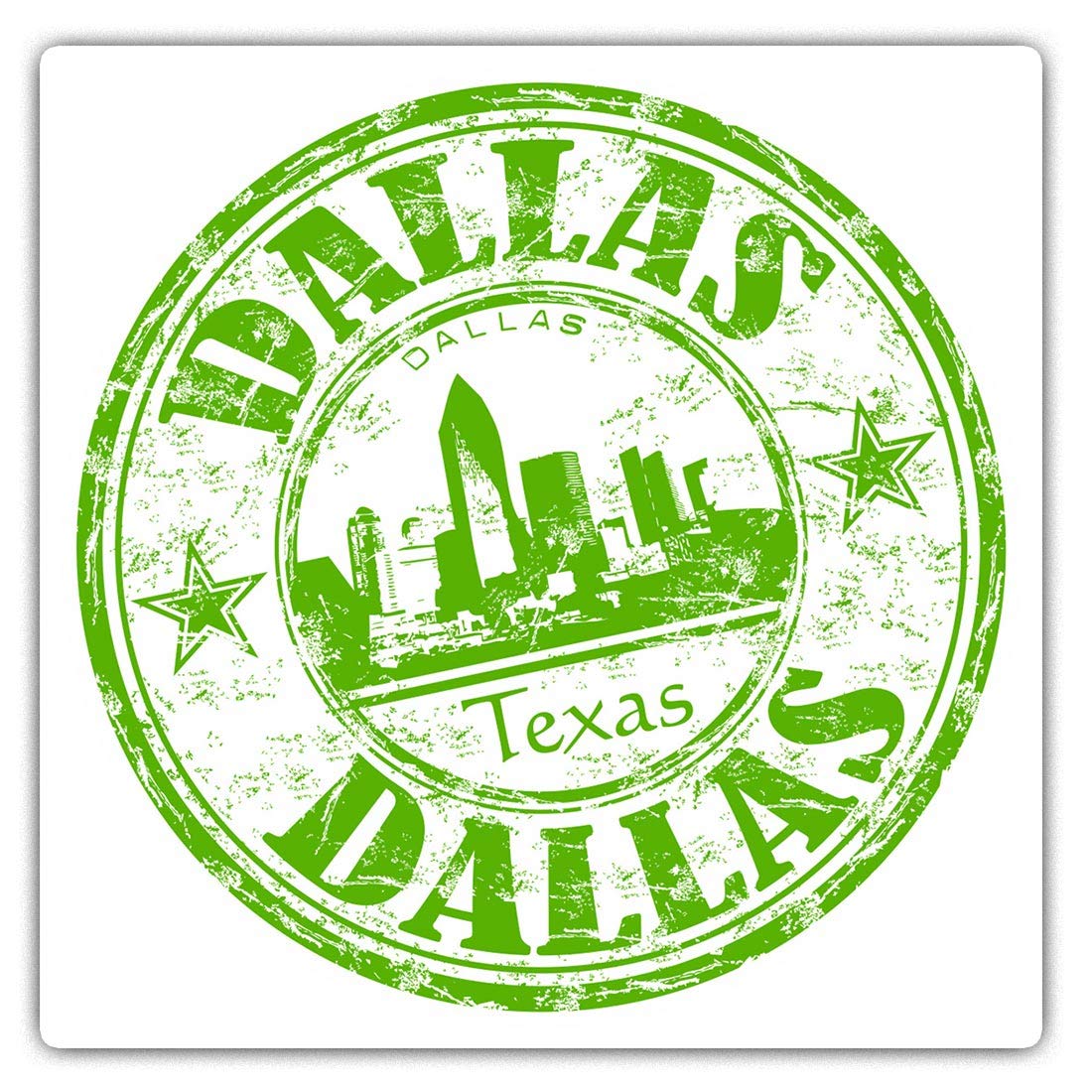 Destination Vinyl Ltd Multi 2 X Square 7.5Cm Vinyl Stickers - Dallas Texas Usa Travel America 5864