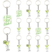 Serencatcher 12Pcs Martini Keychains Gifts, Green A Tiny Bit Older Martini Party Favors 5 Styles Double-Sided Printed Acrylic Keyrings for Cocktail Martini Birthday Bachelorette Party Supplies