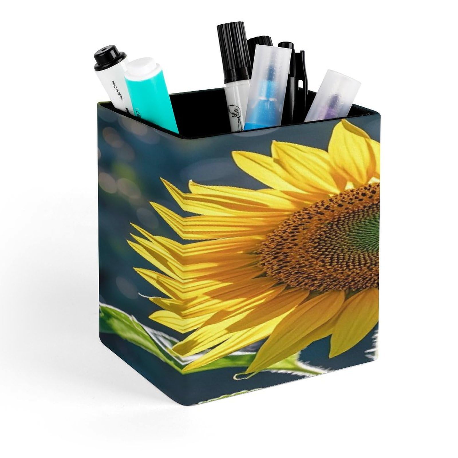 LZQPOEAS Night Sunflowers Pen Holder Modern Design Desktop Stationery Organizer Simple&Modern Minimalist Makeup Organizer Multi-Functional Pencil Holder for Office Home