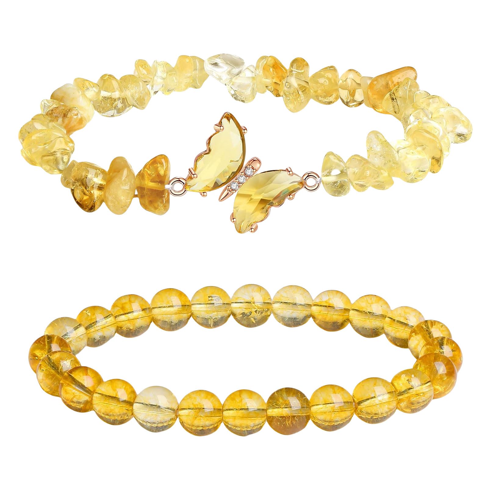Set Di 2 Bracciali In Quarzo Ametista Con Ciondolo Farfalla, Fatti A Mano, Elastici, Per Uomo E Donna, Con Sacchetto Di Velluto - 6