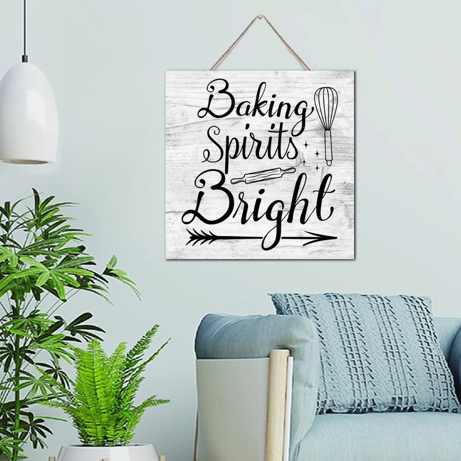 Panneau décoratif Baking Spirits suspendu en bois lumineux mural 30,5cm