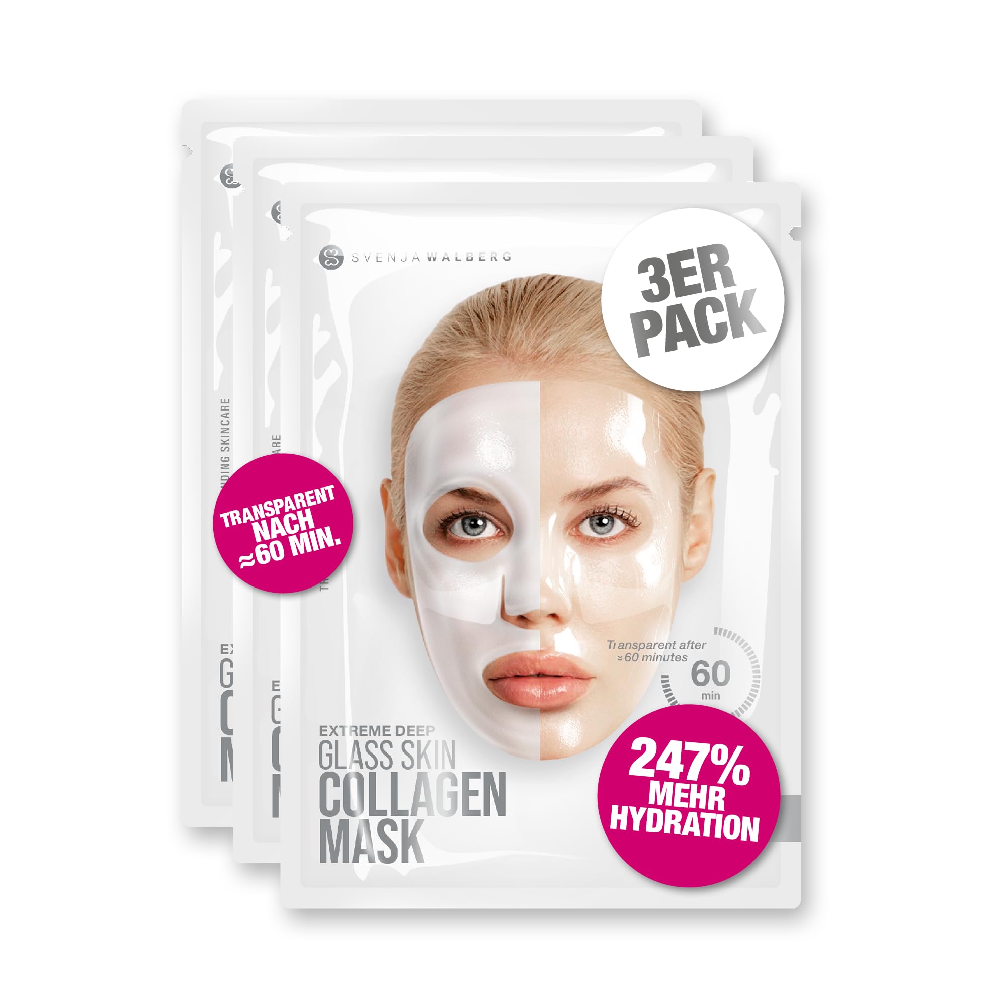 Glassskinmask White Collagen 3er Pack