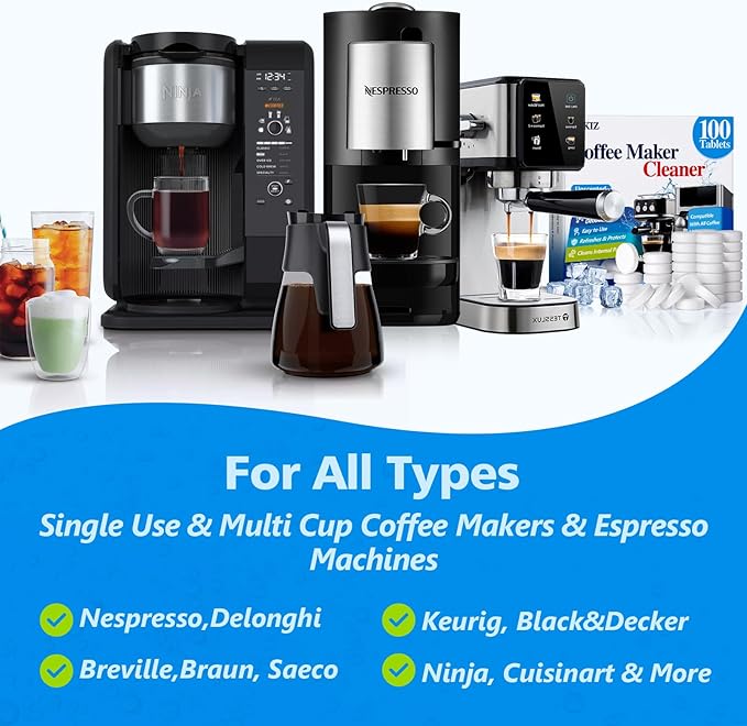 100 Pastillas Descalcificadoras para Cafeteras - Limpiador para Keurig, Ninja, Breville miniatura 3