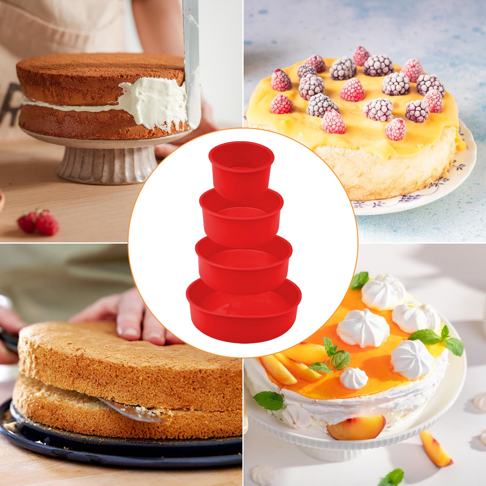 Traxenta Moldes Reposteria Silicona, Molde de Bizcocho Redondos para Tartas, Mousse Horno Reposteria, Moule à Gâteau Rond en Silicone, Adecuado para Tarta de Queso, Tarta de Cumpleaños