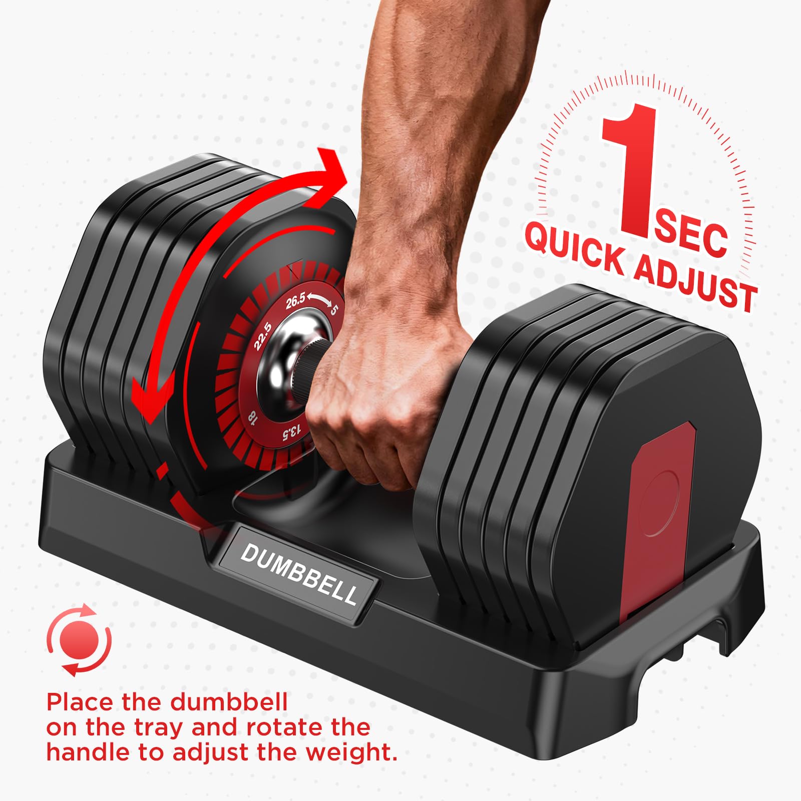 Set di 2 manubri regolabili, resistenti, set di pesi 10 in 1 con impugnatura antiscivolo, 25/55/23,8 kg, attrezzatura da palestra a regolazione rapida, salvaspazio, per l'allenamento della forza a