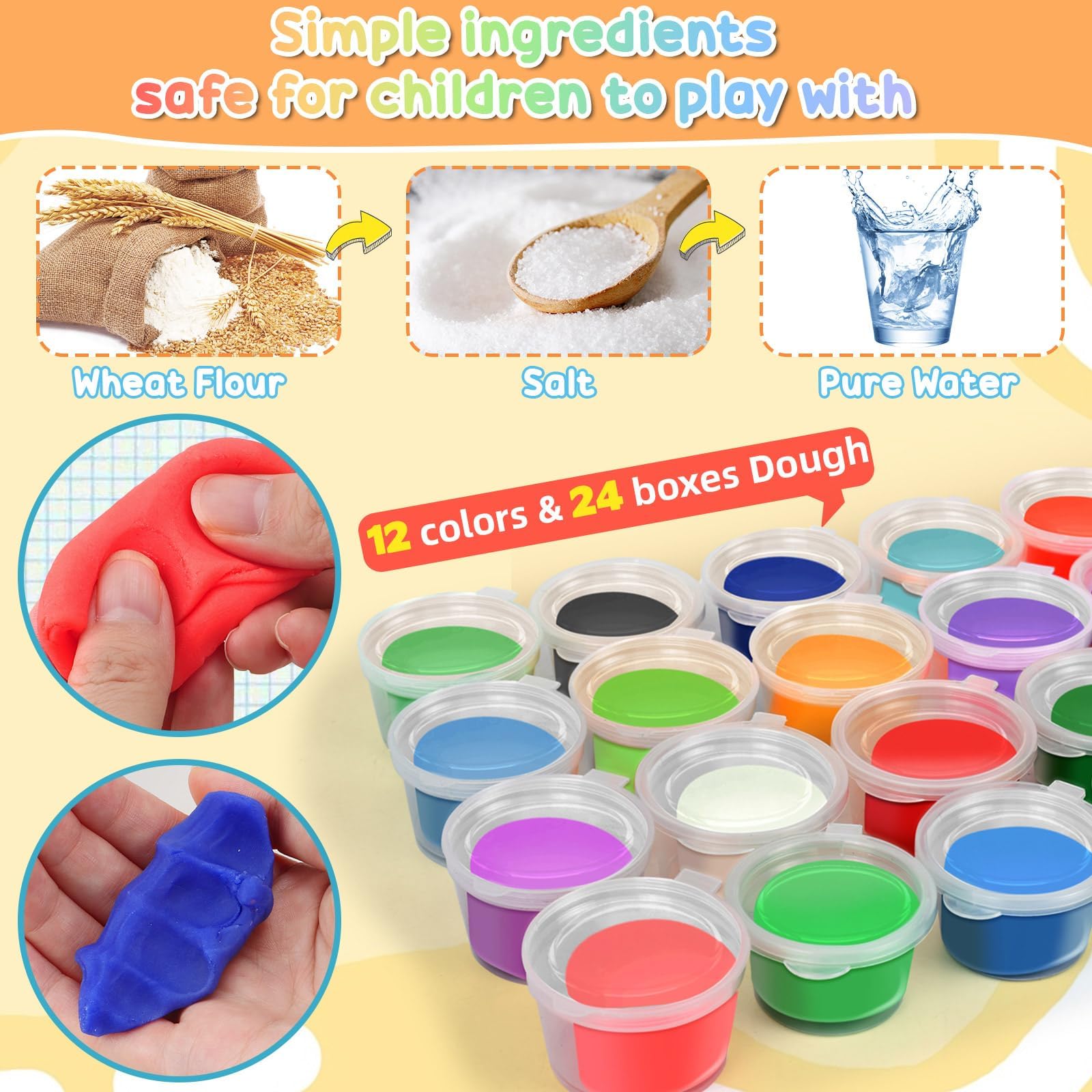 Spielzeug für 3–8 Jahre alte Kinder: Play Color Dough Set für Kinder, 4-in-1 Play Doh Zubehör mit Werkzeugen und Ausstechern, Geschenke für 3, 4, 5, 6, 7, 8 Jahre, Kinder, Kunst, Handwerk