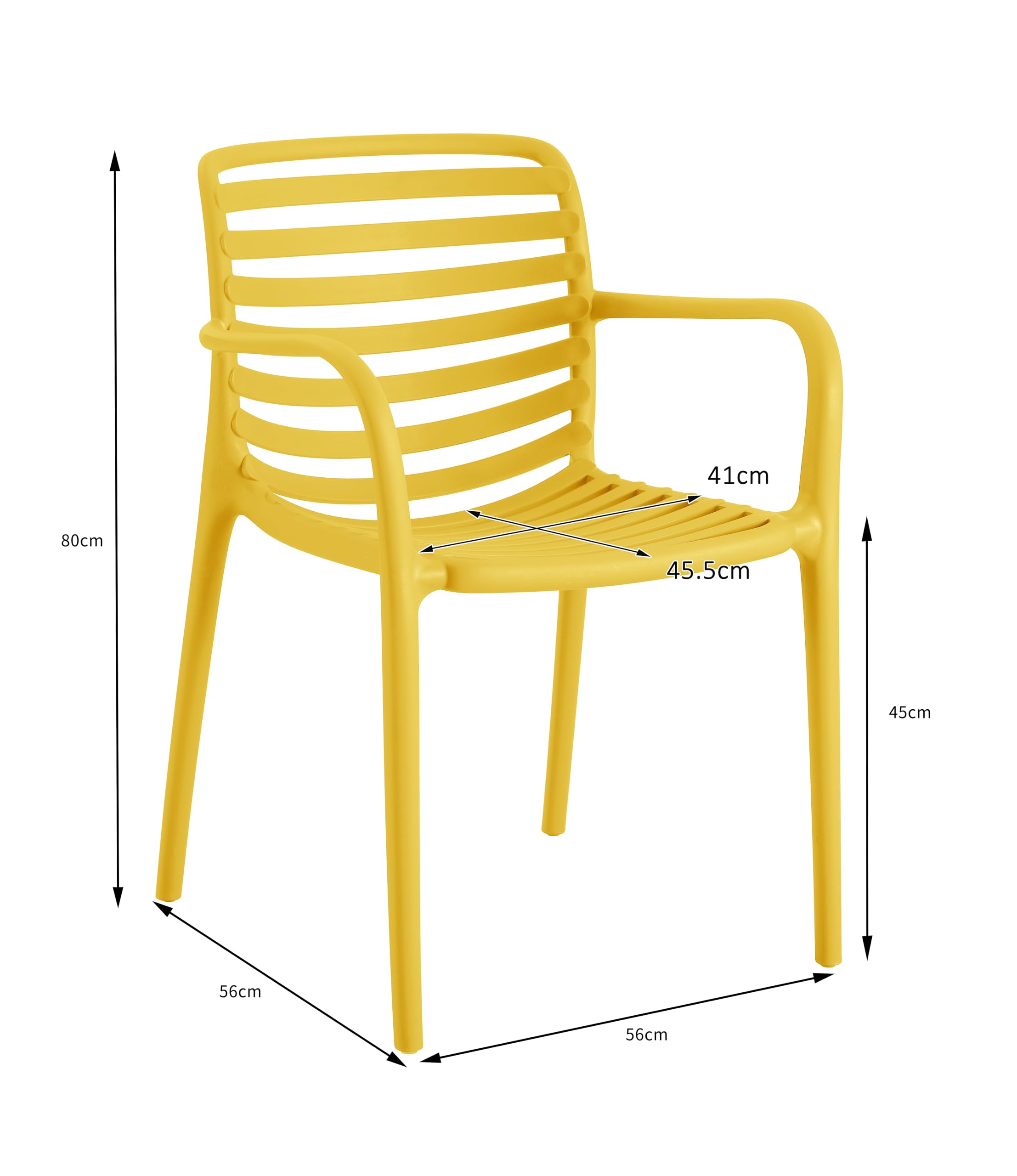 METRO Professional Silla apilable con reposabrazos Gastro Elaria, plástico, Amarillo Mostaza