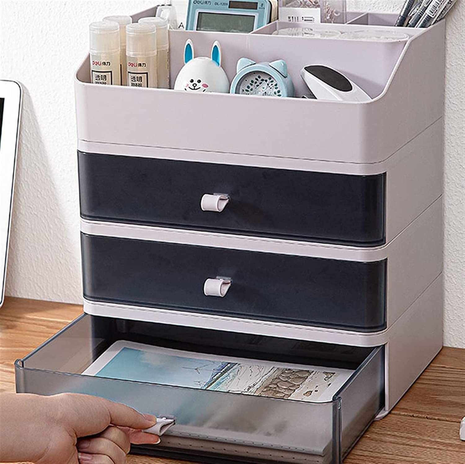 Organizador de Maquillaje cosmético con cajones, Soporte de lápiz Labial de la Caja de Almacenamiento de Contador de baño
