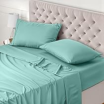 Utopia Bedding – Set Lenzuola Letto Matrimoniali 4 Pezzi 150×200 cm – Spazzolata Poliestre di Microfibra – Oeko-Tex Certificato – Lenzuolo con Angoli, Lenzuolo Piatto e 2 Federe 50×75, Blu Spa