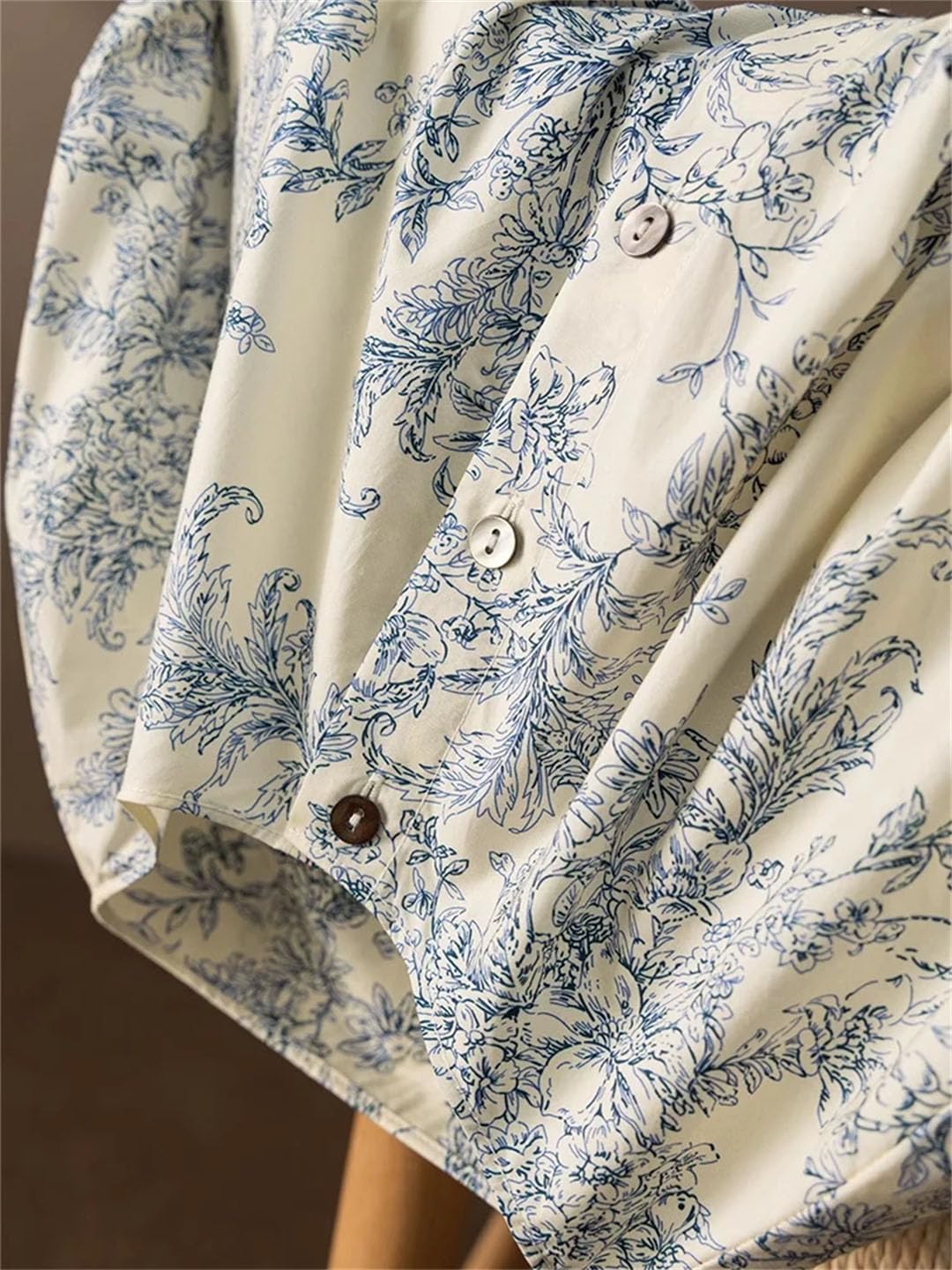 Camisas con estampado floral para mujer, 100% algodón, cuello redondo, blusas