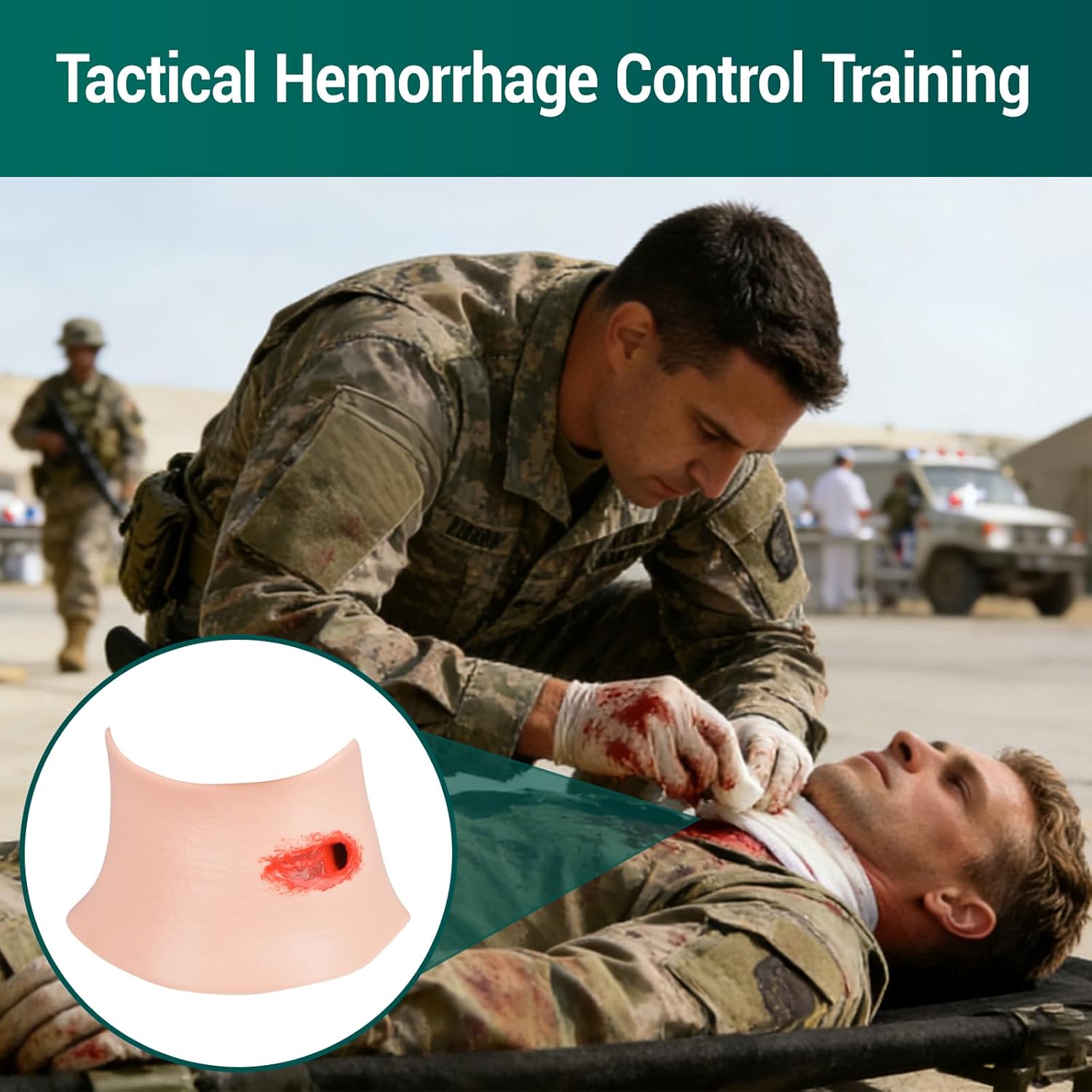 Wearable Neck Wound Packing Trainer Kit for Hemorrhage Control Training, Complete Bleeding Control Training Set for EMT, EMS, Tactical, Stop The Bleed Simulator
