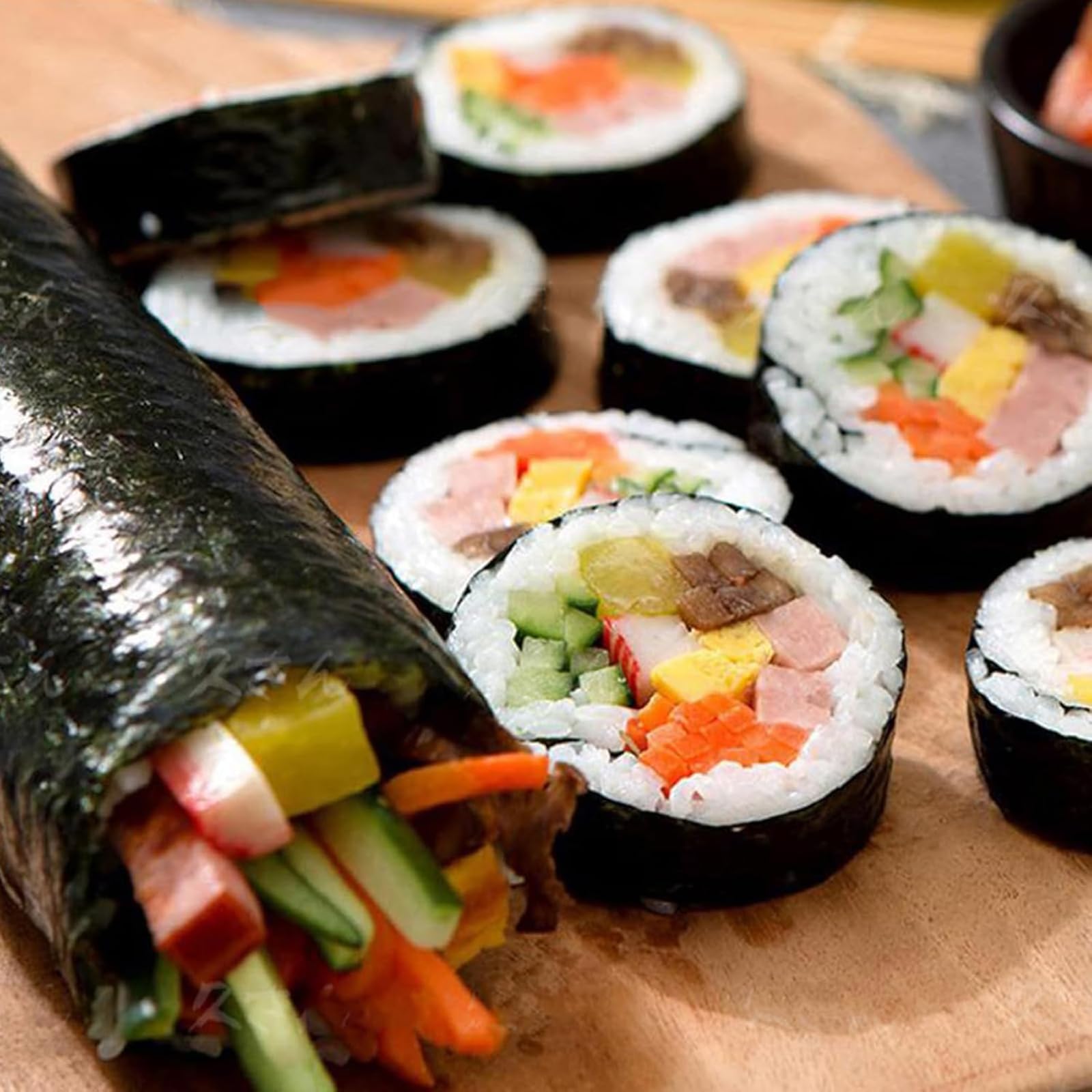 Sushi-Rollenschneider, Edelstahlschneider, 190 mm lang, 6/8/10 Segmentoptionen, für Sushi, Schinken, Mittagessen, Fleisch, Gemüse