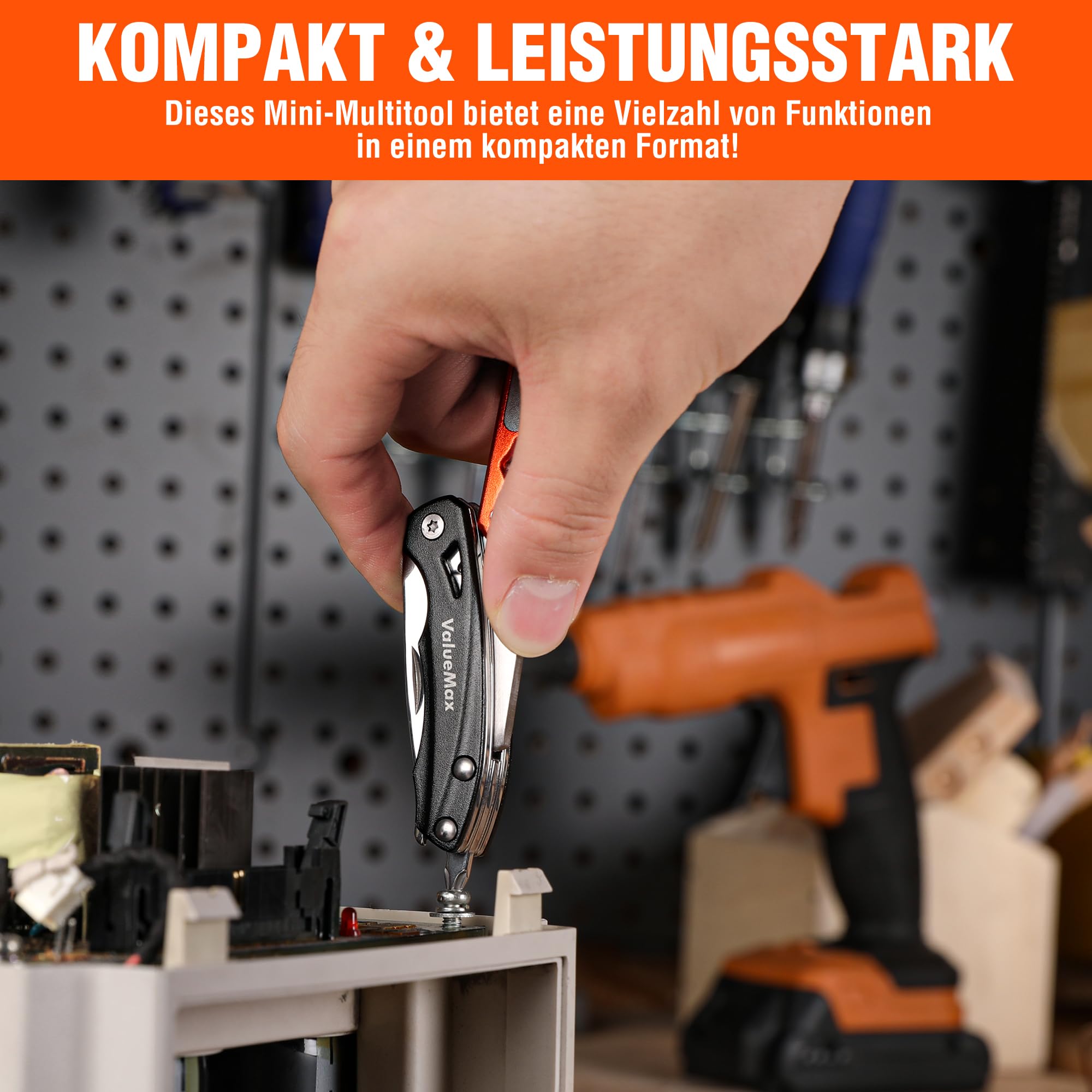 ValueMax 9-in-1 Multifunktionszange – Mini-Multitool Mit Zange, Messer, Säge & Karabiner, 110 Mm