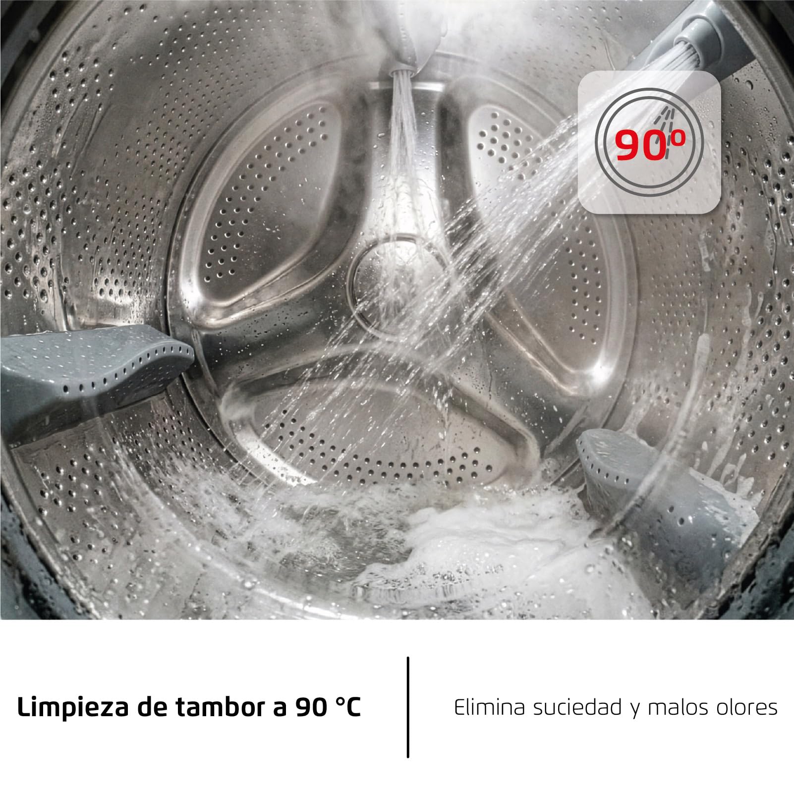 Corberó - Lavadora Premium 9kg | CLAM9046N | 1350 rpm | Motor Inverter | Función Vapor| Función Eco | Incio Diferido | Lavado Rápido 15 min | Display Touch | Negro
