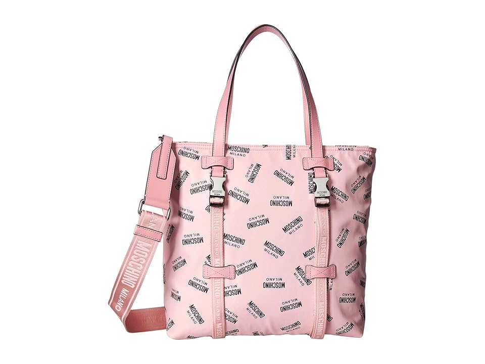 

Moschino All Over Large Logo Tote (Fantasia Grey Nylon) Handbags, Pink