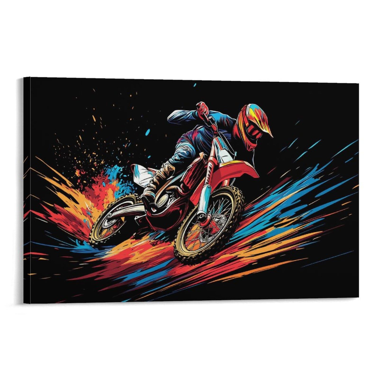 VYIPAXTOR Motocross Cuadro En Lienzo Cuadro DecoRataivo Piloto de Motocross Pinturas Murales Pintura Poster Impresiones Lienzo Para Dormitorio Salon Poster 12x18inch(30x45cm)