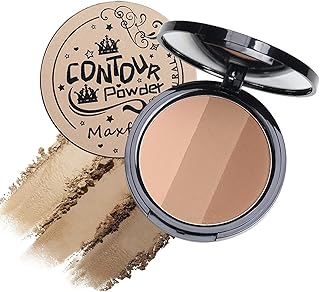 Matte Bronzer Contour Highlighter Powder Palette, Natural Highly Pigmented Long Lasting Smooth Contouring Pressed Powder, Trio Contour Concealer Makeup Powder Palette With Mirror