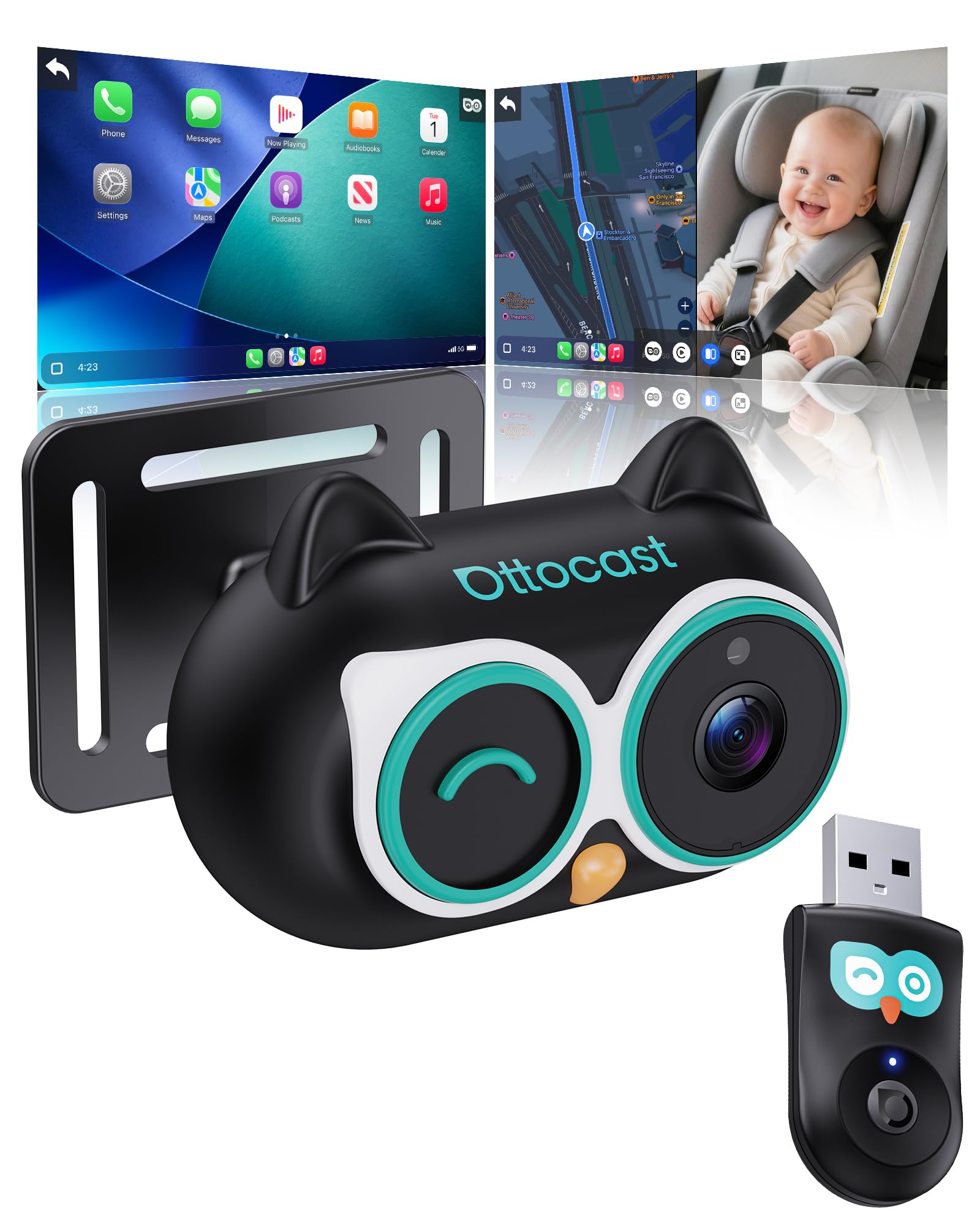 OTTOCAST Baby Car Camera for Wired CarPlay Car