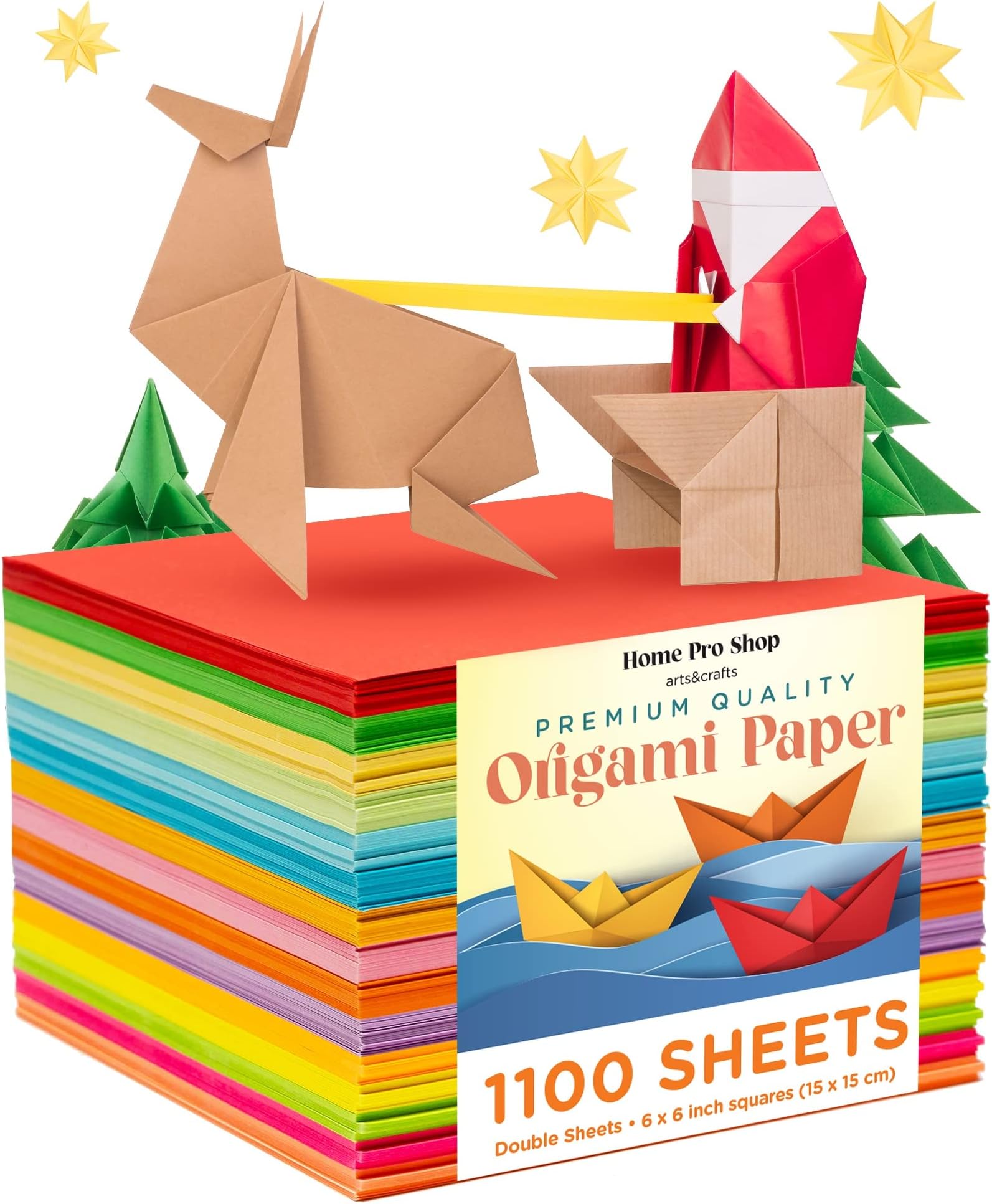 - HPST Origami Paper - 1100 Sheets - Double Sided 6x6 inches Origami Squares for kids - 15 Vibrant Colors - Easy Fold Papers for Arts & Crafts