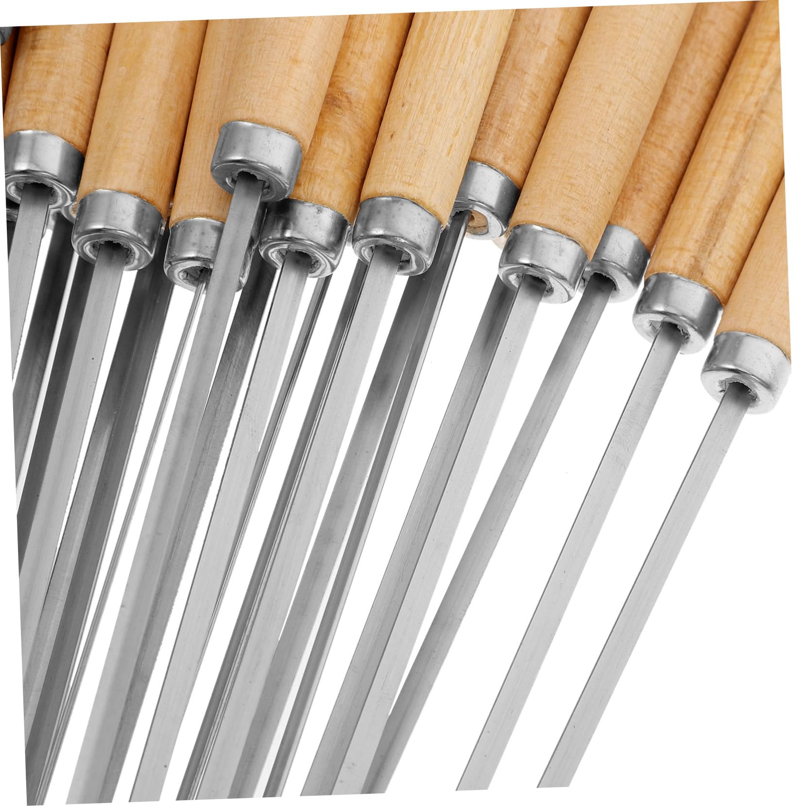 50pezzi Spiedini in Acciaio Inox per Grigliate Lunghi Manico in Legno per Barbecue all Aperto e Cottura Sul Fuoco da Campo da Rotondi e Piatti per Carne e Verdure