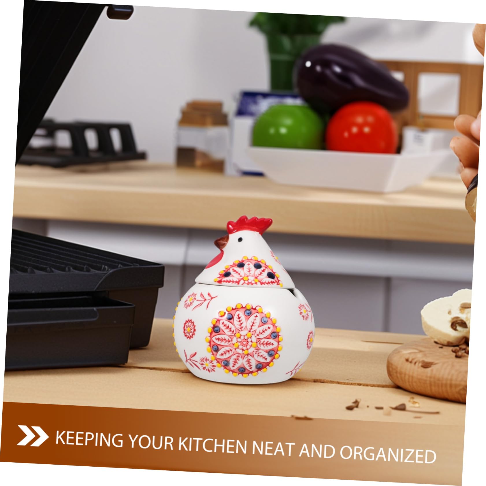Pot À ÉPices En CéRamique Forme De Poule Avec Couvercle Pour Rangement D'Assaisonnement BoîTe À Biscuits DéCorative Pour Cuisine Snacks Et FêTes De PâQues 5.31X4.33X4.33In