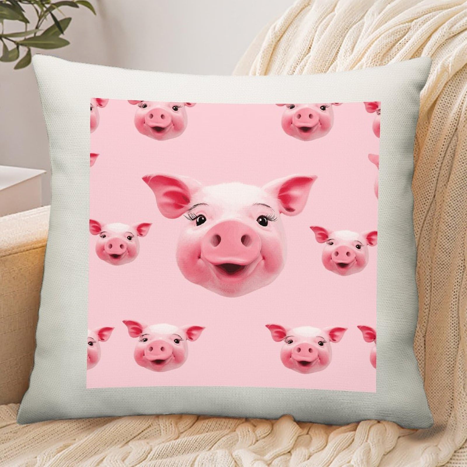 Adfgyerh Style Smiling (20) Pillow Cover Breathable,Pillowcases Boho Decorative Envelope Closure,Throw Pillow Covers For Beach,Patio,Balcony,Couch Living Room 18 * 18In