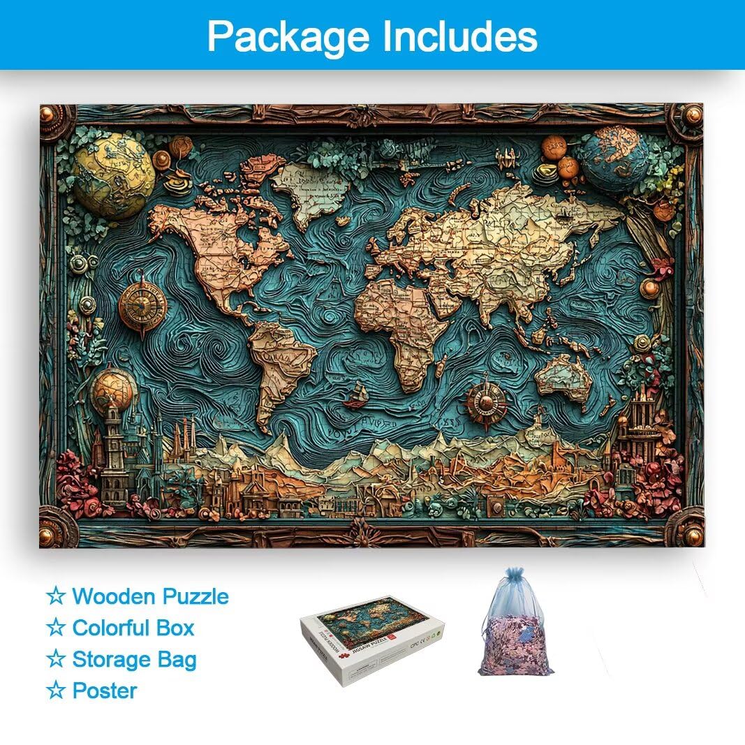 Puzzle Mappa, Puzzle 1000 Pezzi per Adulti, Regalo Donna/Uomo -2609