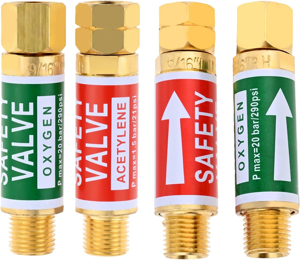 Mtsooning Oxygen Acetylene Flashback Arrestors Set 4PCS Torch End Standard "B" 9/16-18 Threads