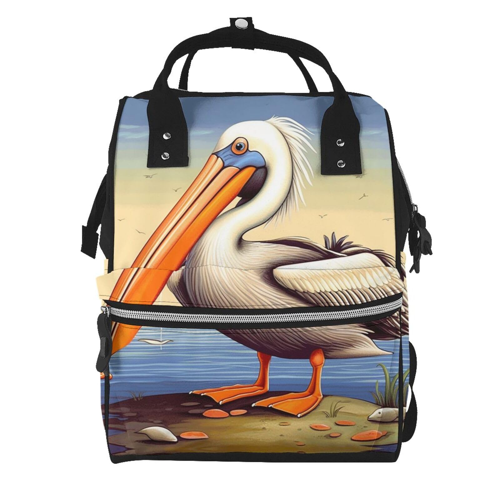 Sac à dos à langer étanche grand format avec motifs cœurs pour l'allaitement