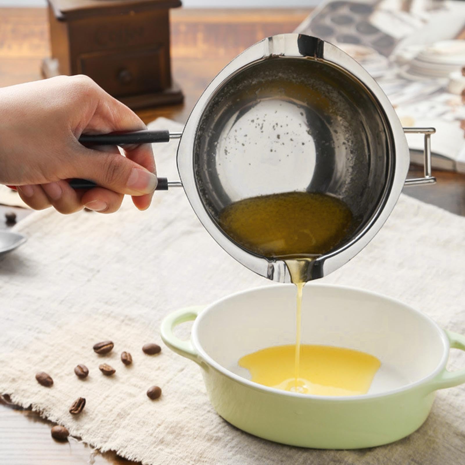 Butter Melting Bowl | Boiler Pot Melting Bowl,Pot With Heat Resistant Silicone Handle, 400ml Stainless Steel Pot For Butter Candy Butter Cheese, Candle Making