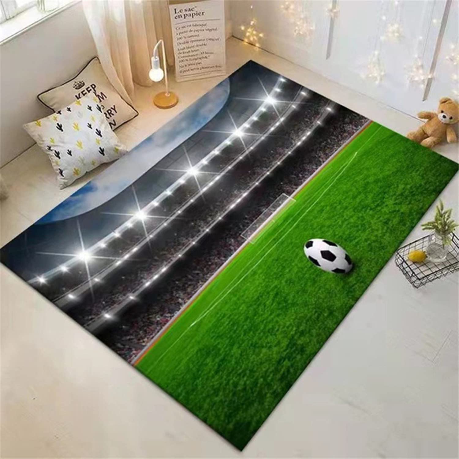 Kinder Indoor Sport Teppich 3D Fußball Basketball Druck Großes Wohnzimmer Kinderzimmer Teppich Spiel Teppich Matte Kinderzimmer Teppich Rug Mat Küche Boden Matte Läufer (Farbe 3,140x200 cm)