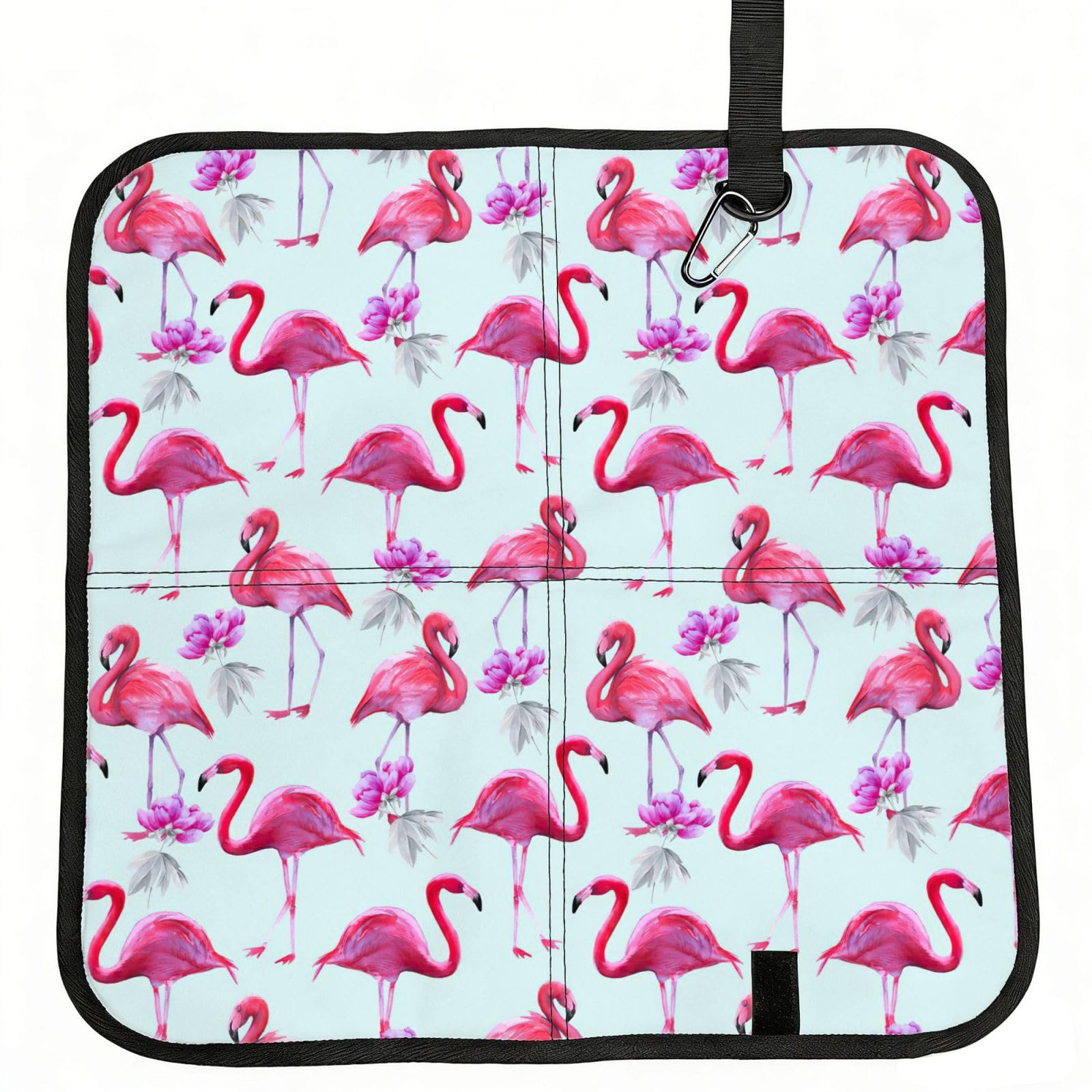 KAPPTYY Pink Flamingos Printed Bleacher Seat Cushion PE Foam Filling, Foldable Sitting Pad for Concert Stadium Events