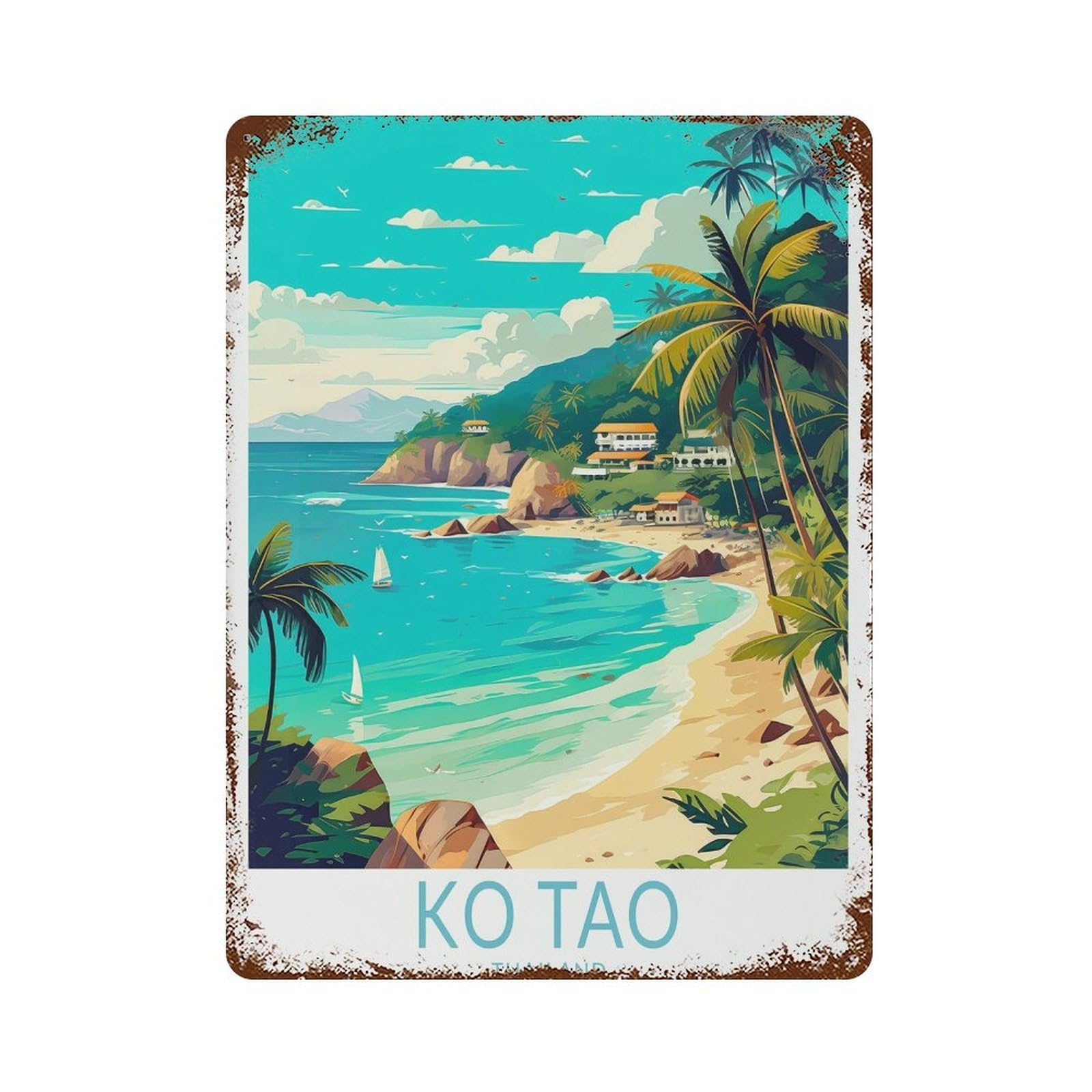 xiaoxiaoshen Ko Tao Thailand Travel Island Honeymoon Wall Decor Art Metal Tin Poster Modern Home Decor Art Home Bar Shop Decorations Vintage Sign 40x30cm