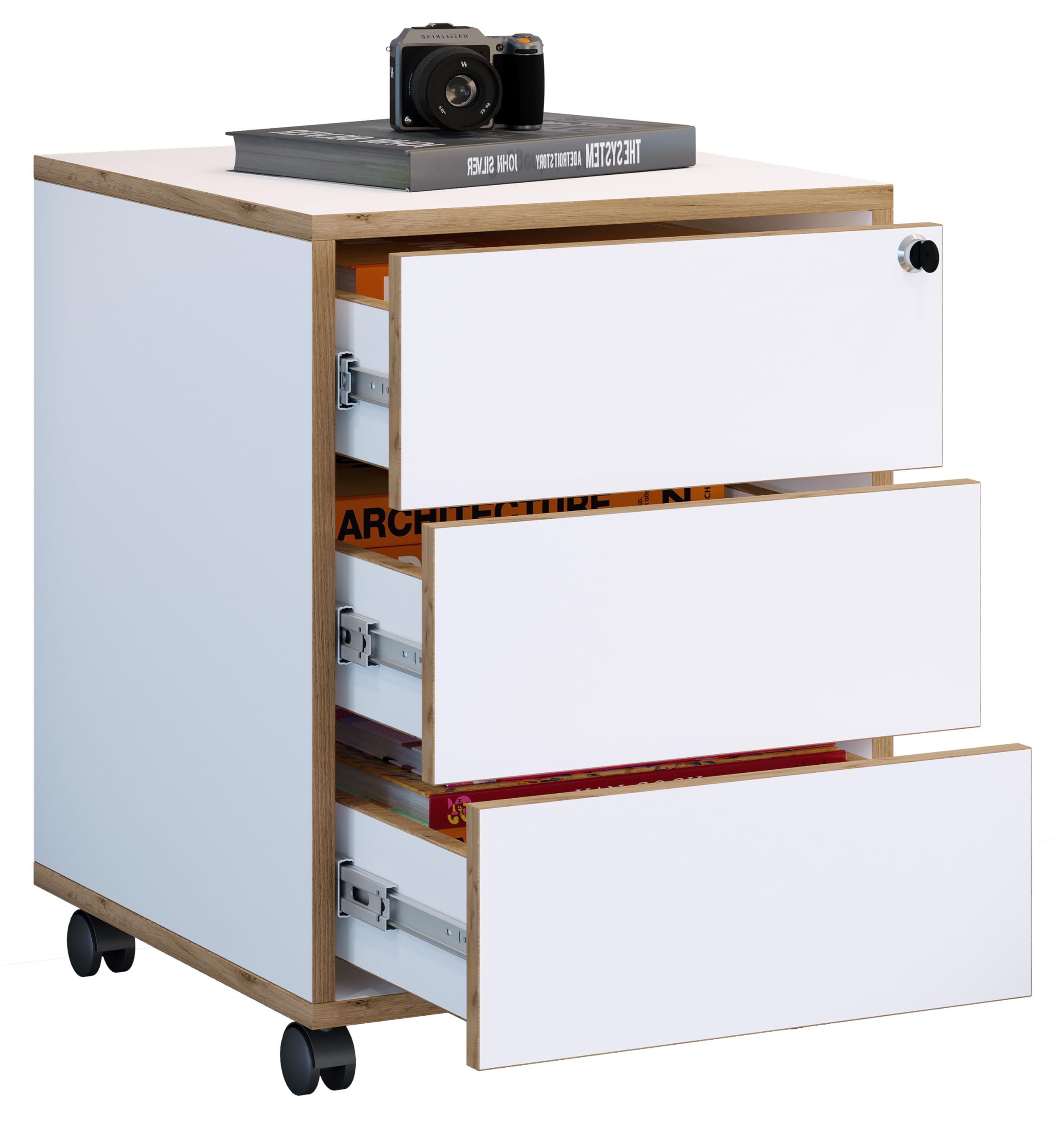 VCM Rollcontainer 42x45x50 cm 3 Schubladen Serie Salia mit Rollen