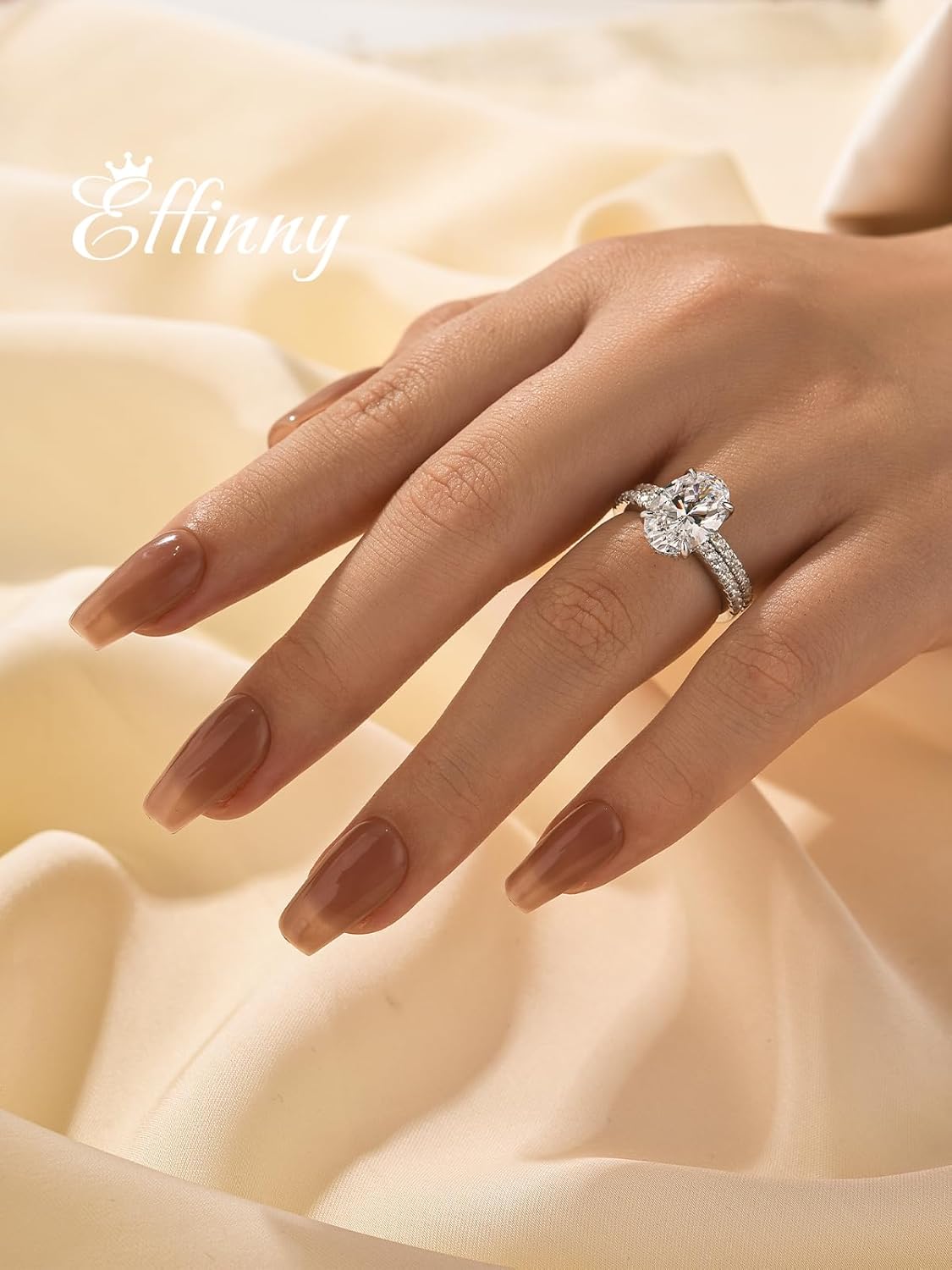 3.5ct Elongated Oval Cut Engagement Ring Set,925 Sterling Silver Bridal Ring Set with Half Eternity Wedding Ring - Image 5