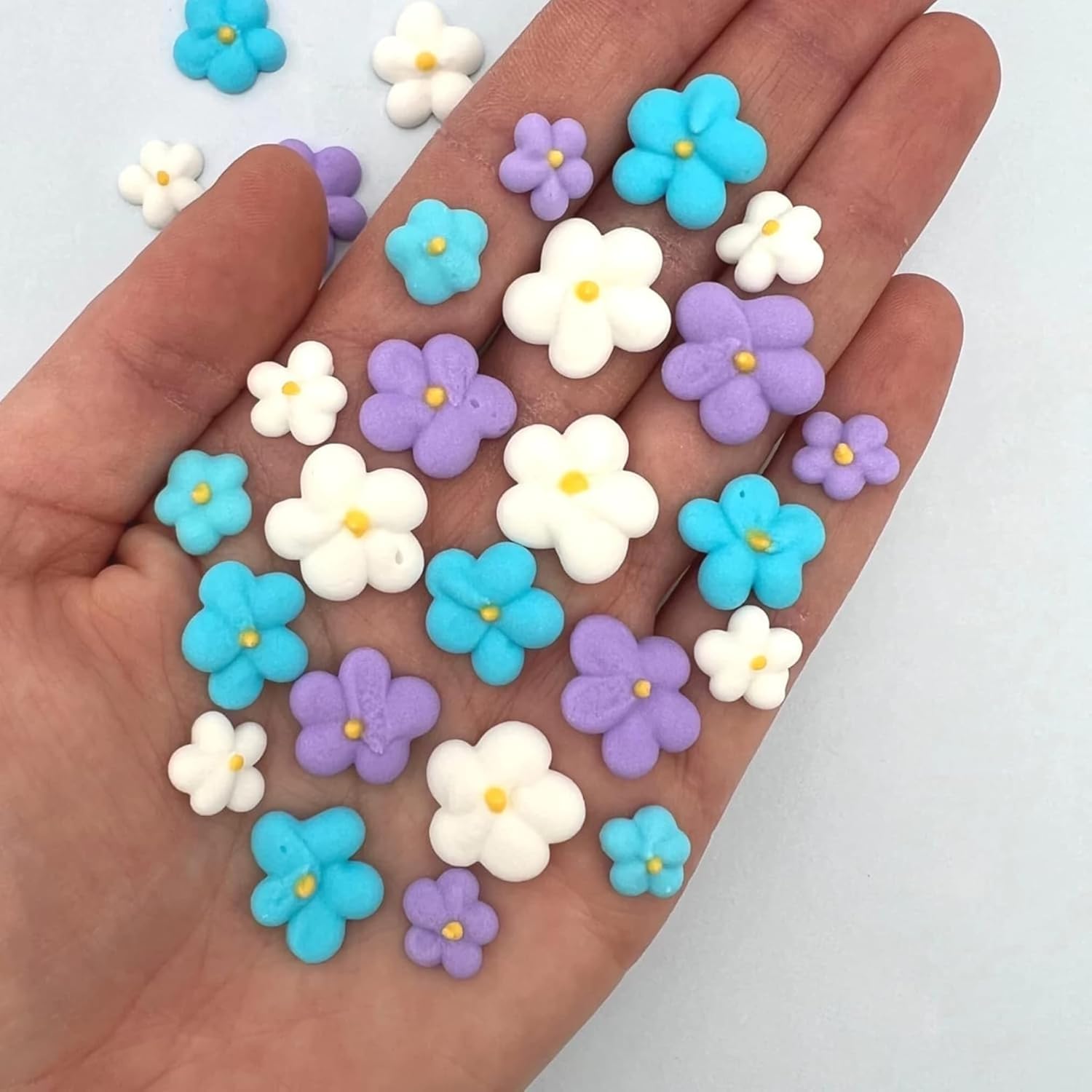 Royal Icing Blossoms | Mini Edible Flowers | Edible Roses | White Wedding Flowers | Cake Sprinkles | Bulk Sprinkle Mix | by Simply Sucré (54 Count)