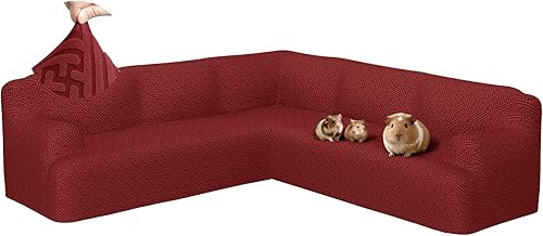 Miniatura 18 de Fundas para sofá seccional en forma de L de ROFASVCO, funda de sofá de 1 pieza elástica, antideslizante, lavable, funda de sofá de forro polar