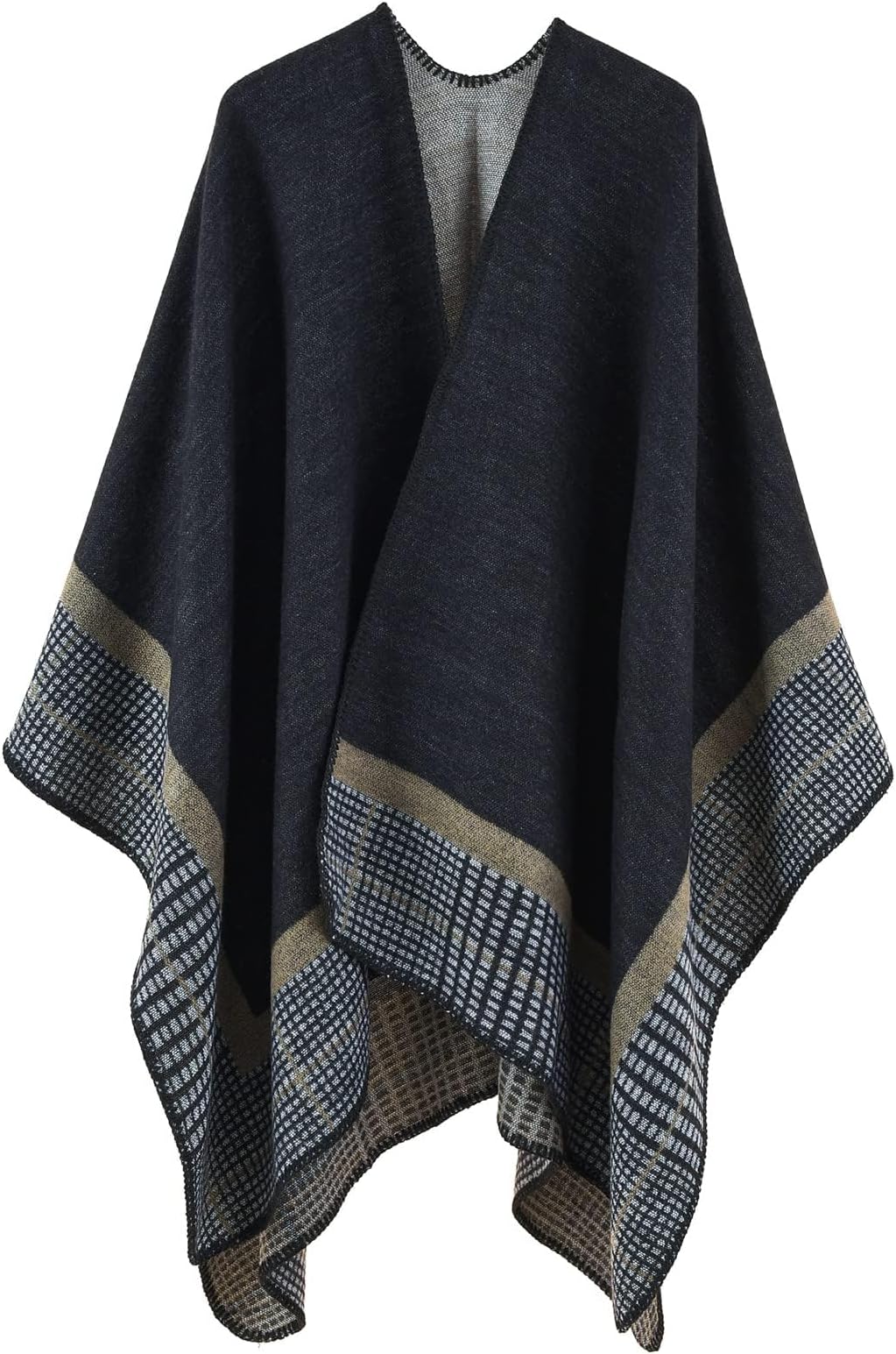 Women's Shawl Wrap Winter Fall Poncho Retro Style Vintage Pattern Cape Wraps Lightweight Open Front Sweater Cardigan