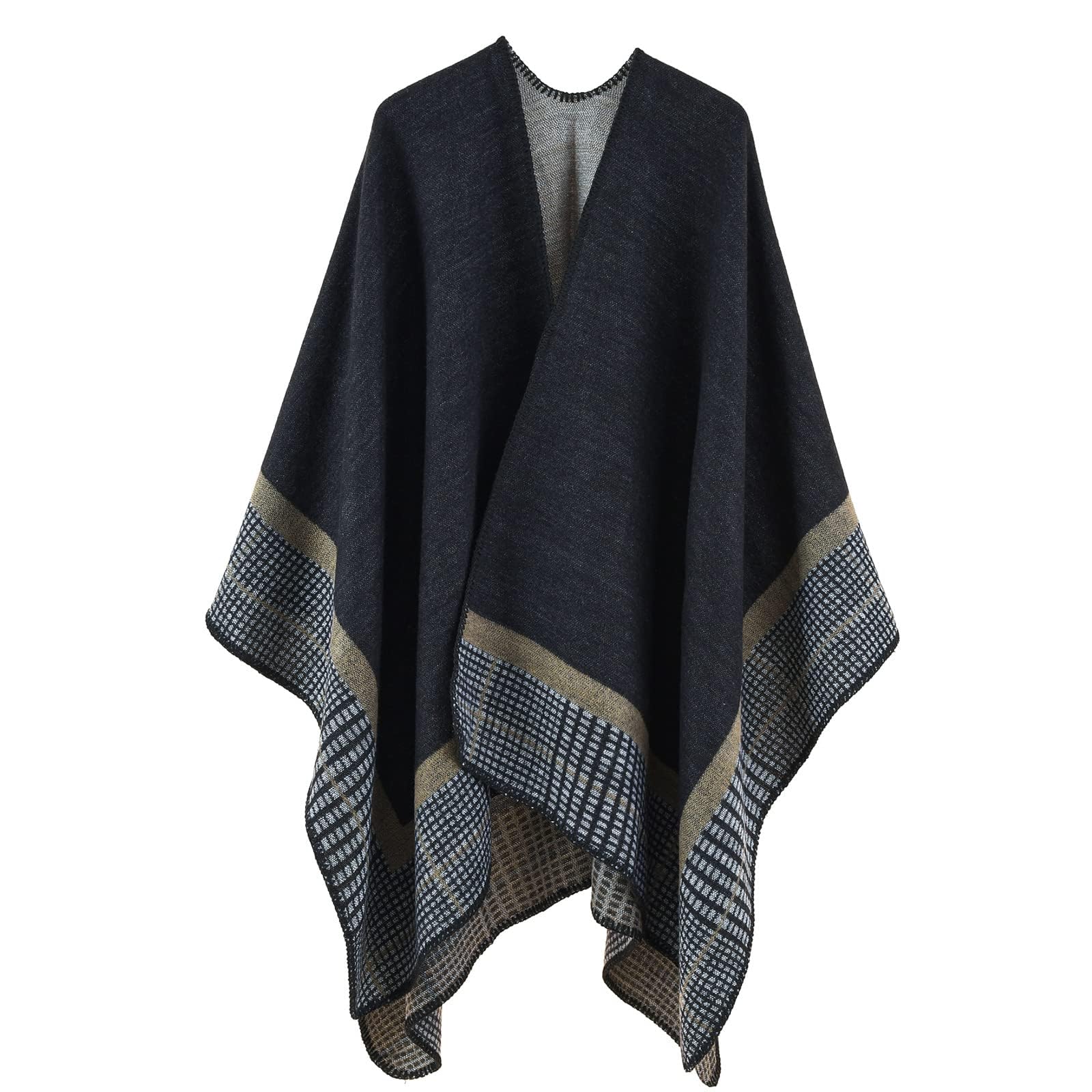 Women's Shawl Wrap Winter Fall Poncho Retro Style Vintage Pattern Cape Wraps Lightweight Open Front Sweater Cardigan