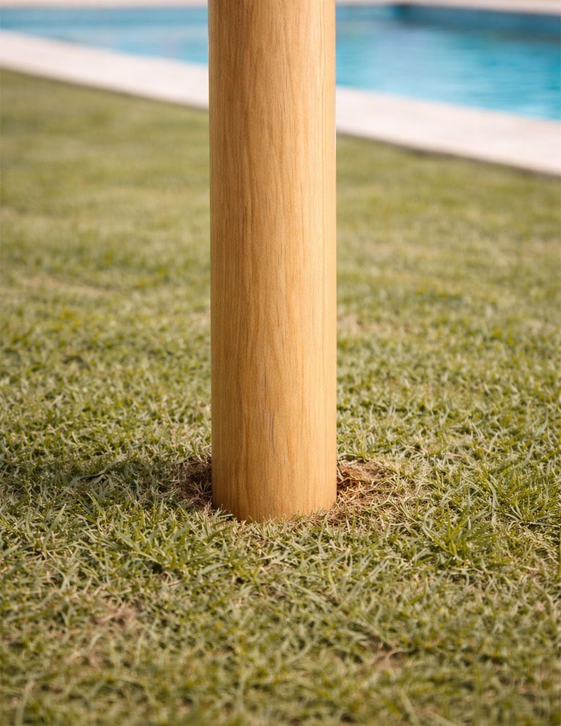 Jardin202 - Palo de Madera Tratada con Punta para Sombrilla de Brezo o Esparto | Poste Exterior Parasol | Largo 2.5m x Diametro 9.5cm