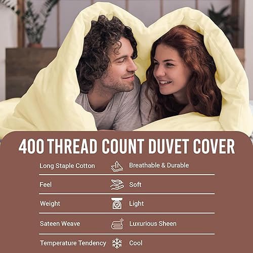 Miniatura 10 de Pizuna - Ropa de cama de 100% satén de algodón de fibra larga de 400 hilos (juegos de sábanas y juego de fundas)