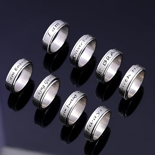 Miniatura 7 de TOSGMY Anillo giratorio de acero inoxidable para la ansiedad, anillo giratorio para mujeres y hombres, anillo giratorio para ansiedad, anillos
