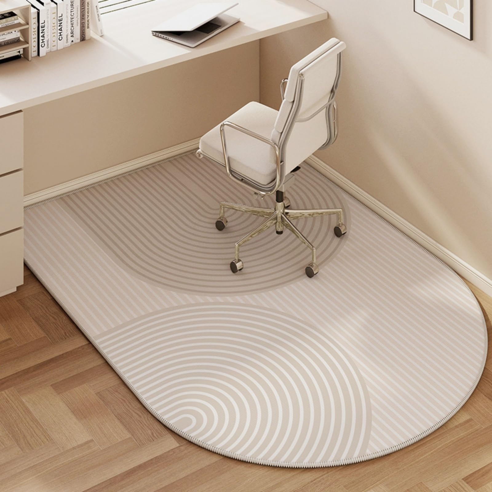 Odot Office Chair Mat for Carpeted and Hardwood Floor Protector, Modern Non-Slip Computer Gaming Rolling Chair Desk Mat Protection Carpet for Wooden Floors (Semicircle,100x120cm)